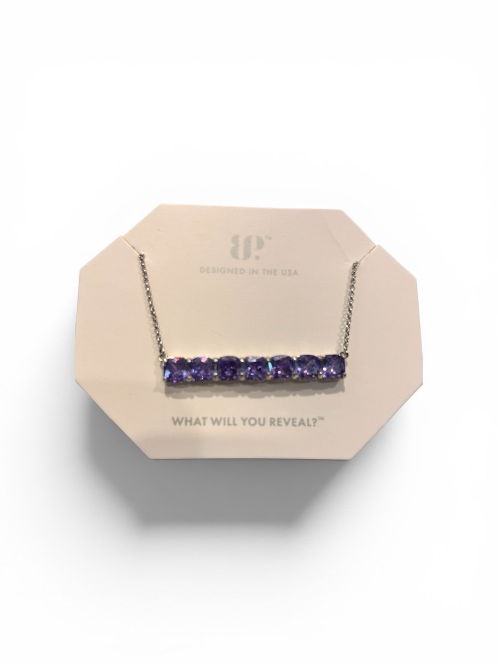 Bomb Party Purple Crystal Bar Necklace